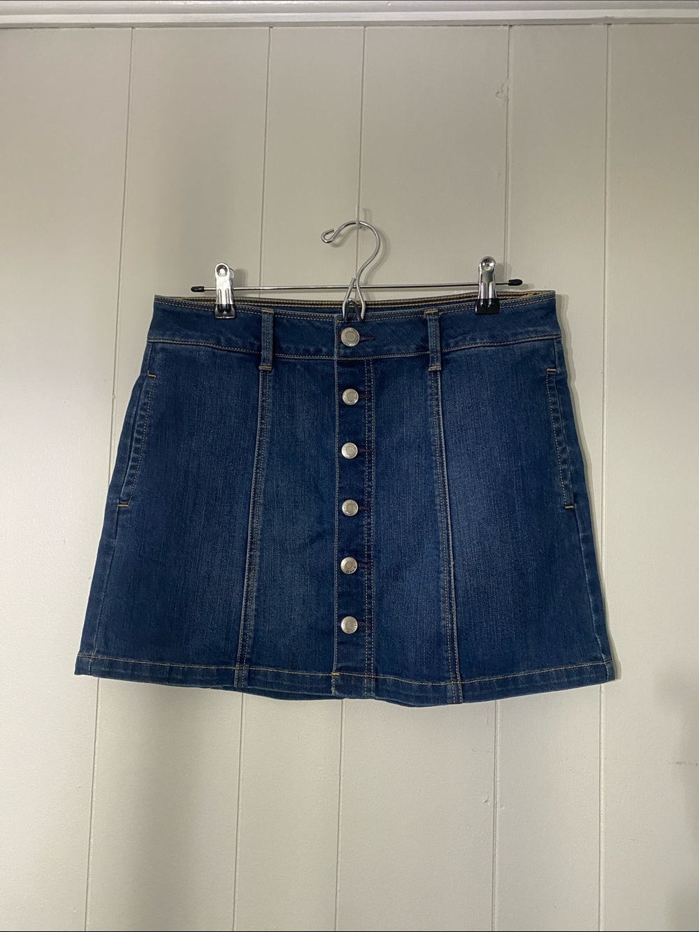 American Eagle Button-Front Denim Mini Skirt